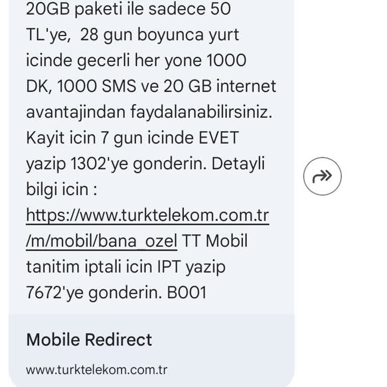 Türk Telekom SMS’le Gelen 50 TL’lik Kampanya Uygulanamadı