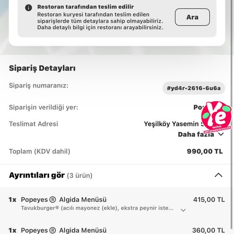 Popeyes Şubesinde Eksik Hamburger Ve İletişimsizlik Nedeniyle Tam İade İsteği