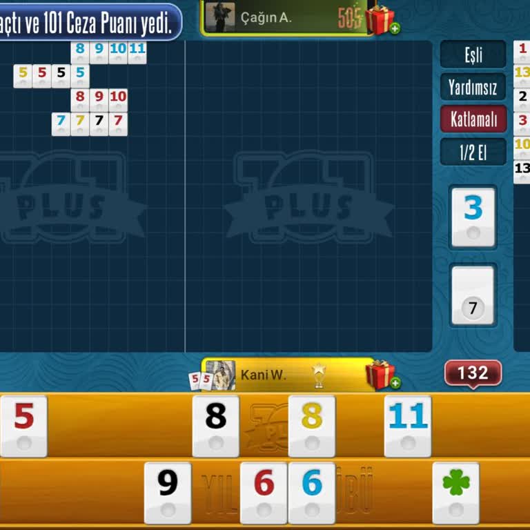 Okey Plus Oyununda Ortak Oyuncunun Sürekli 101 Yiyerek Çiplerimi Eksiltmesi