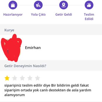 Teslim Edildi Görünen Sipariş Gelmedi Ve İade Talep Ediyorum