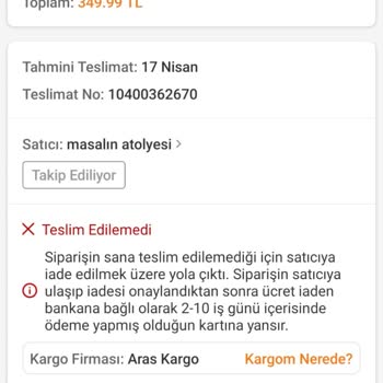 Aras Kargo Akşehir Şubesi Gerçek Dışı Gerekçelerle Teslimatı Reddetti