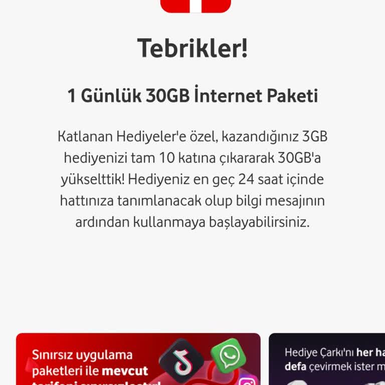 30 GB Hediye Paketi Süresi Tek Güne Düşürüldü