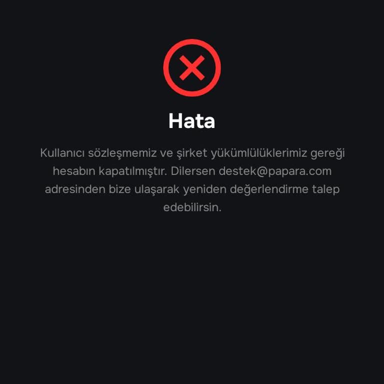 Papara Hesabım Açıklama Olmadan Kapatıldı Ve 12.000 TL'ye Erişemiyorum