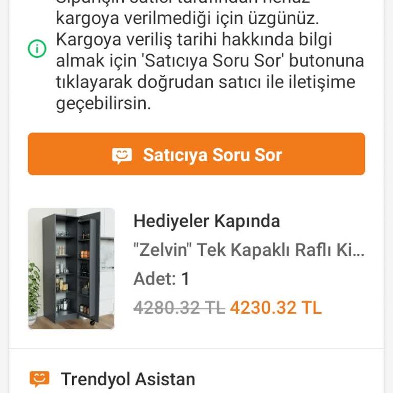 Kiler Dolabı Siparişi Hazırlık Aşamasında Kilitlendi Ve Kargo Gecikiyor