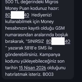Migros 500 TL Hediye Çeki Kodu Hatalı, Vodafone’dan Yanıt Yok