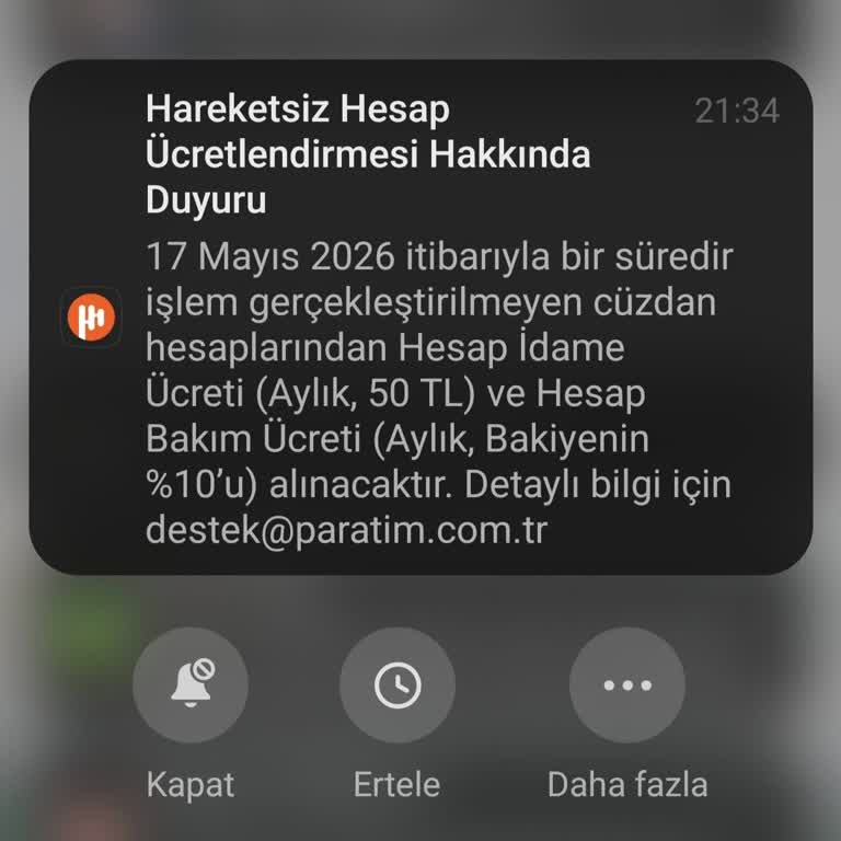 Paratim Hesabına Erişilemiyor, Kapatma Ve Veri Silme Talebi