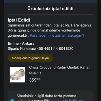 Amazon’da İndirimli Crocs Terlik Siparişim Nedensiz İptal Edildi