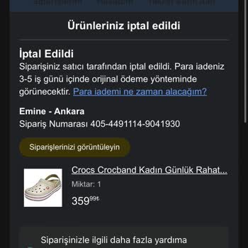 Amazon’da İndirimli Crocs Terlik Siparişim Nedensiz İptal Edildi