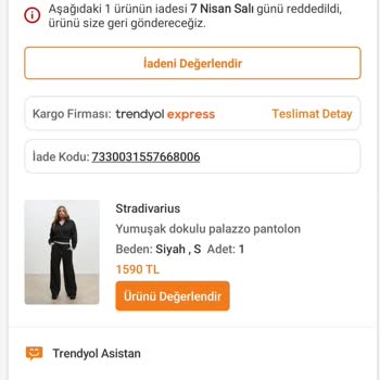 İade Edilen Pantolon Ücretinin Geri Ödenmemesi Ve Destekten Sessiz Kalınması
