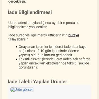 İade Edilen Pantolon Ücretinin Geri Ödenmemesi Ve Destekten Sessiz Kalınması