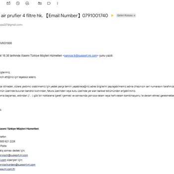 Xiaomi Air Purifier 4 Filtre Temini Olmadığı İçin İade Talebi