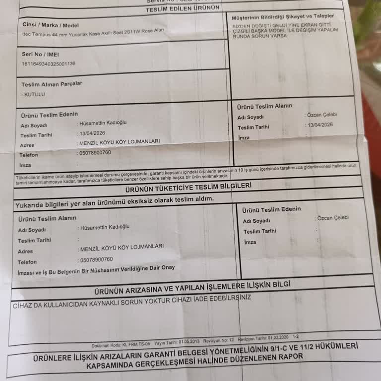 Tekrarlayan Ekran Sorunu Ve İade Talebi