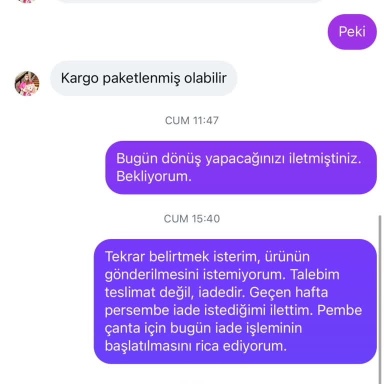 Sipariş Edilen Çantaların Teslim Edilmemesi Ve Ücret İadesi Talebi