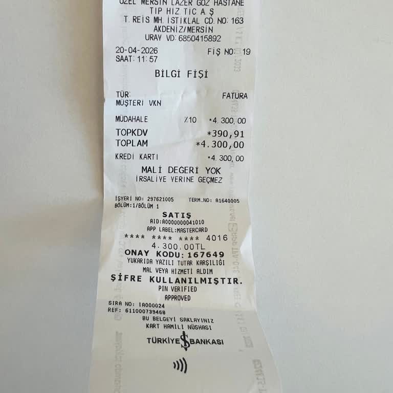 Vizyon Göz Hastanesi (Mersin) Sigorta Bilgilendirme Eksikliği Ve Tutarsız Ücretlendirme