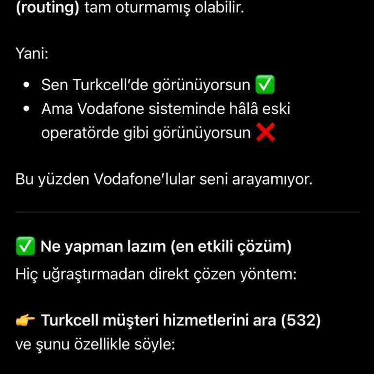 Port İşlemi Sonrası Vodafone Aramaları Beni Ulaşmıyor