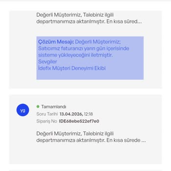 İdefix'ten Faturamın Gelmemesi Garanti Sürecimi Engelliyor