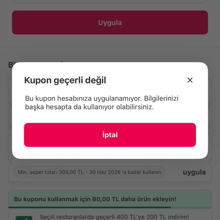 Kupon Kullanamama Hatası Ve Müşteri Desteği Yokluğu
