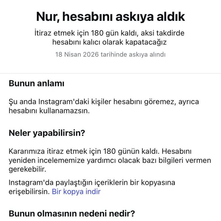 Instagram Hesabım Haksız Ve Ağır Suçlama İle Kapatıldı, Yeniden Açılmıyor