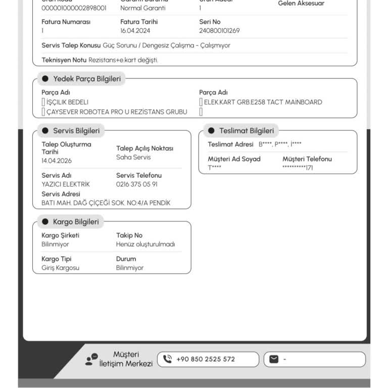 Karaca Robotea Çaycısında Tekrarlayan Arıza Ve Kalıcı Çözüm Talebi