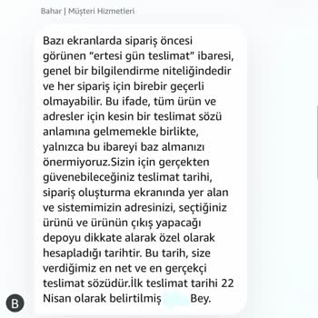 Ertesi Gün Teslimat Vaadi İhlali Ve Müşteri Hizmetinden Yetersiz Yanıt