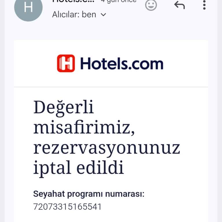 Hotels.com İptal Edilen Rezervasyonda Geri Ödeme Reddi