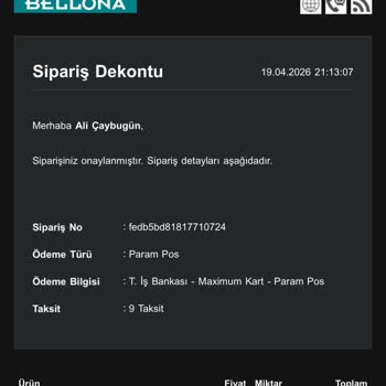 Bellona’da Ödeme Alındı, Sipariş Sistemde Görünmüyor, Müşteri Hizmetleri Cevap Vermiyor