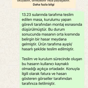 Kurulum Hatası Nedeniyle Masa Çatladı Ve Zemin Zarar Gördü, Çözüm Bekliyorum