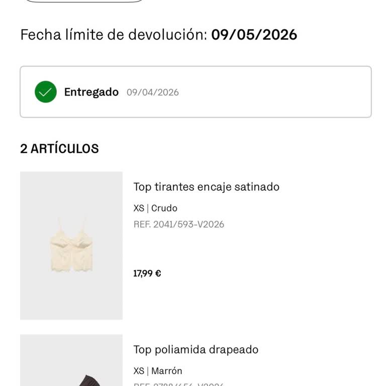 Stradivarius, reclamación por retraso en pedido 50369094012