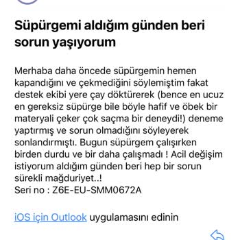 Dyson V8 Süpürge Çekim Ve Tetik Arızası İçin Ürün Değişimi Talebi