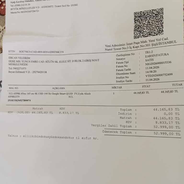 Görüntü Kalitesindeki Hayal Kırıklığı Ve İade Talebinin Göz Ardı Edilmesi