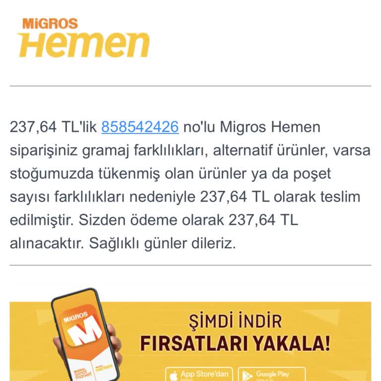 Teslim Edilmemiş Sipariş İçin İade Talebi