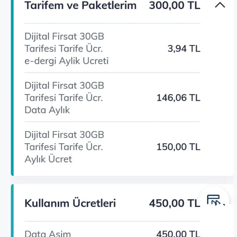 Faturamda Haksız 450 TL Ek Data Ücreti İptali Talebi