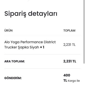 Sahte Site Üzerinden Şapka Siparişi Verildi, Ürün Gönderilmedi ve İade Bekleniyor