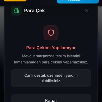 Para Çekme İşlemi Onaylanmıyor Ve Canlı Destek Ulaşılamıyor