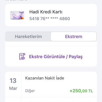Tom Bank Hadi Kredi Kartı 250 TL İadesi Haksızca Geri Alındı