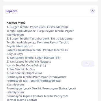 Popeyes Getir'de Eksik Sipariş ve Yanıltıcı Bilgi Şikayeti