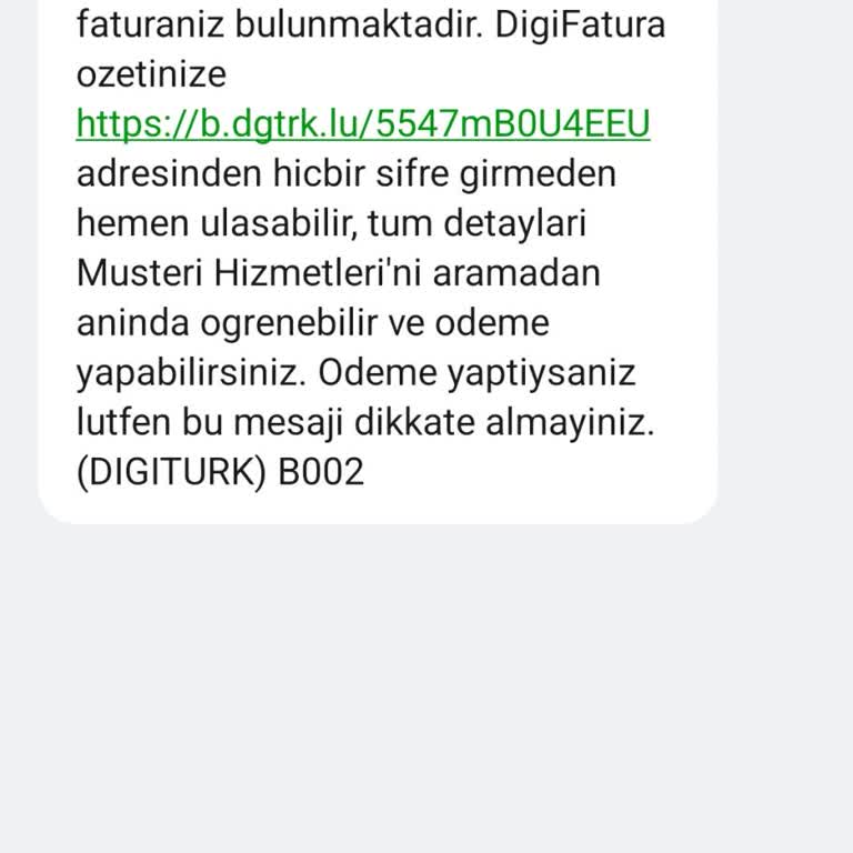 Dıgı Fatura Diye SMS Geliyor
