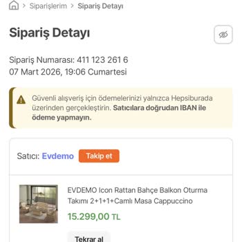 Hepsiburada Teslim Almamış Bahçe Mobilyası İçin 15.299 TL İade Yapılmadı