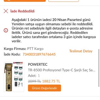 Yanlış Ürün Siparişi Sonrası Reddedilen İade