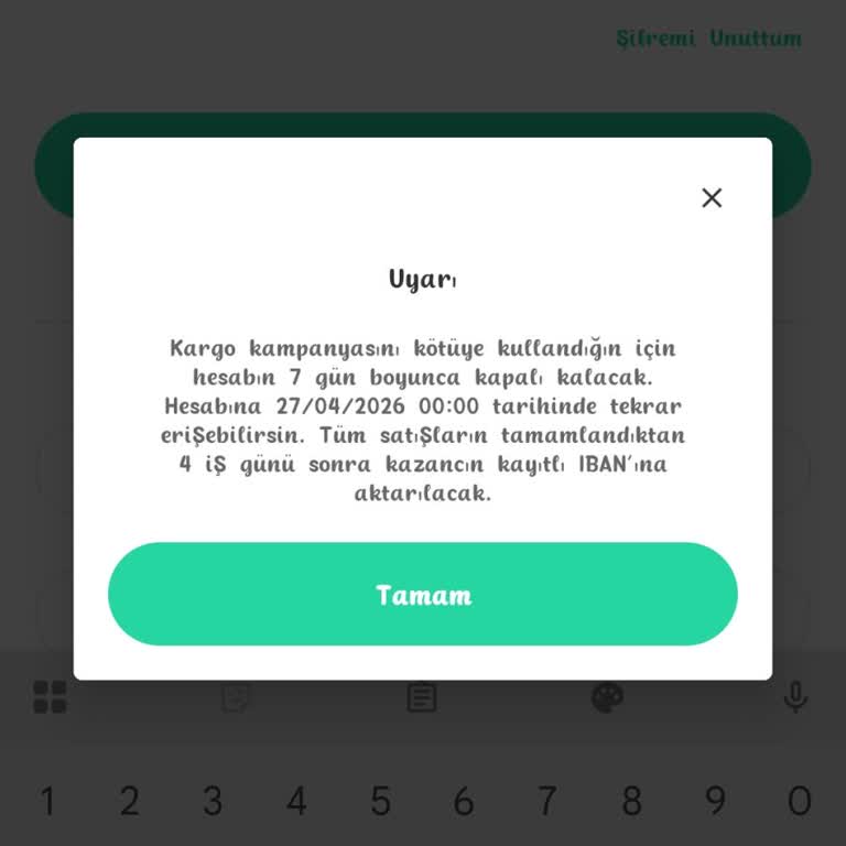 Dolap Hesabım 7 Günlüğüne Haksız Şekilde Kapatıldı Ve Kargo Kampanyası Suçlaması