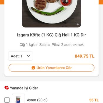 Trendyol Yemek Eksik Köfte Gönderimi Ve Yanıltıcı Ürün Açıklaması Nedeniyle Mağduriyet