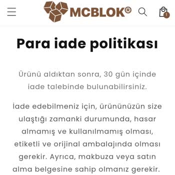 Mcblok İade Süreci!