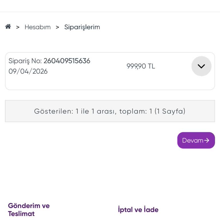 999,90 TL'lik Siparişim Gelmedi Ve İade Alamadım