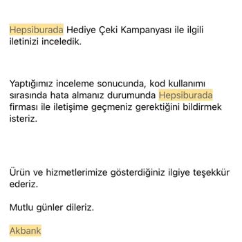 Akbank Hediye Çeki Hepsiburada’da Sürekli ‘Geçersiz’ Diyor, Çözüm Bekliyor