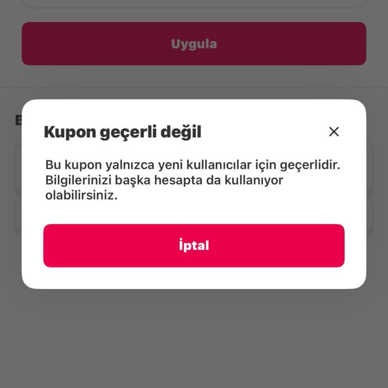 Yemeksepeti Kupon Kullanımında Haksız Yeni Kullanıcı Uyarısı