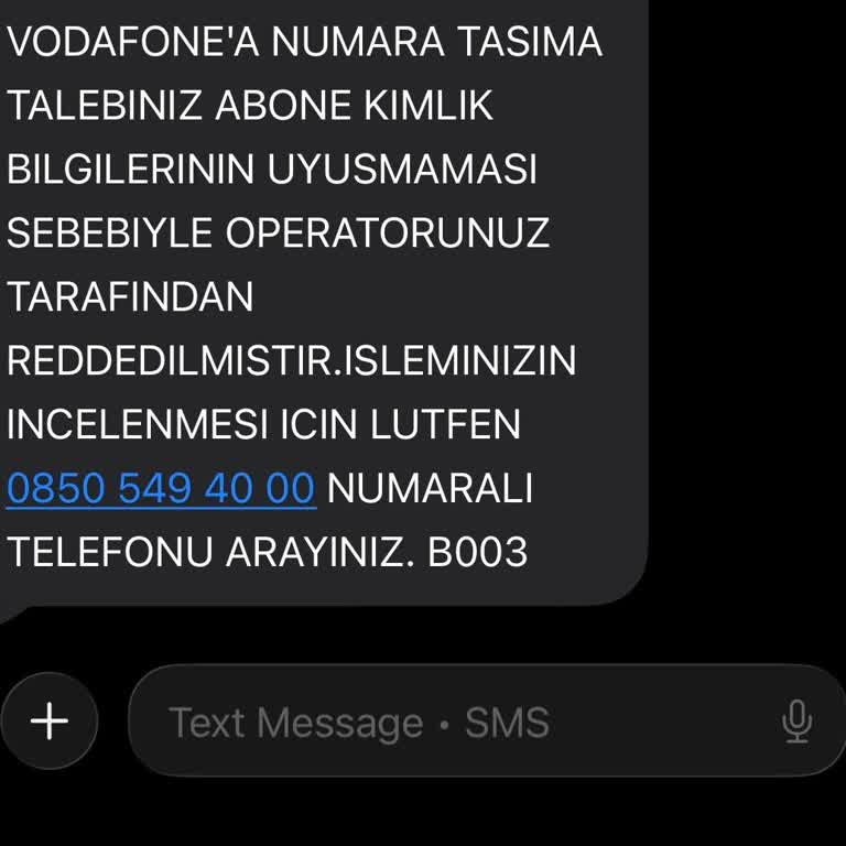 Kimlik Bilgileri Uyuşmazlığı Nedeniyle Numara Taşıma Reddedildi