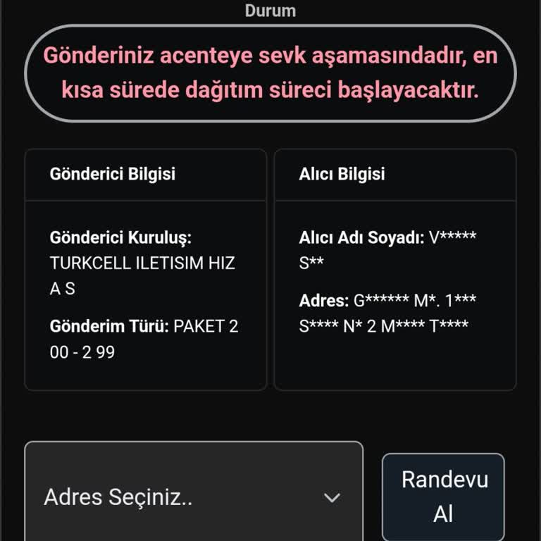 Kuryenet Tarafından Teslim Edilmemiş Tablet Siparişi