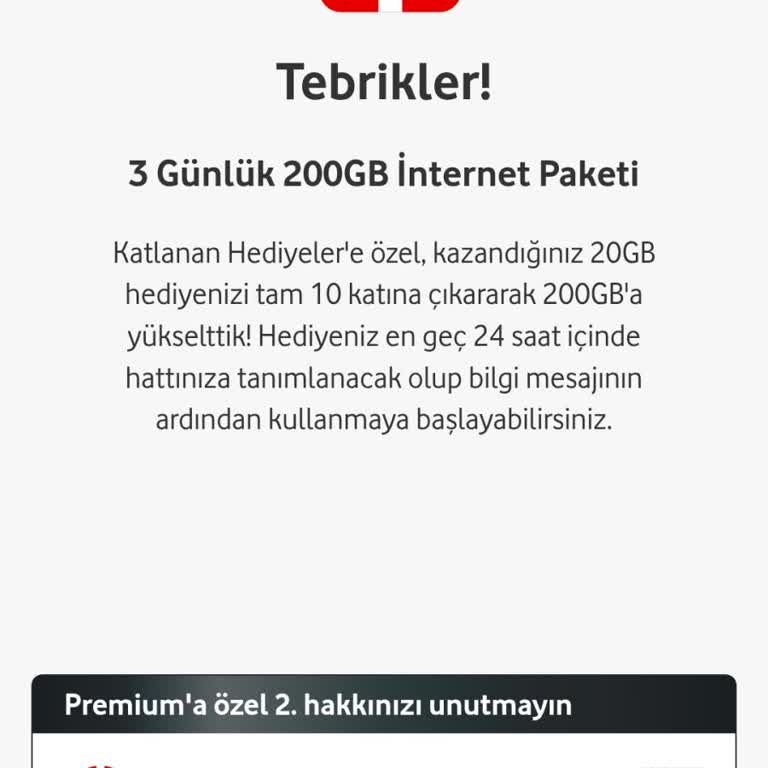 200 GB Hediye İnternet Paketi 3 Günlük Süreyi Uzatmalı