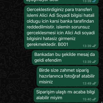 Ödenen 1500 TL İadesi Ve Siparişin Gönderilmemesi