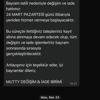 Mutty Tekstil'de İade İşlemi Gecikiyor Ve Cevap Almıyor